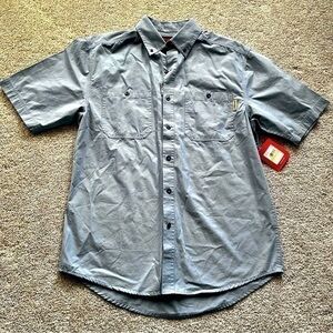 NWT Wolverine concrete washed short sleeve button down shirt size medium